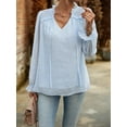 thumbnail image 6 of Women'S Casual Blouse - Dot Summer Shirts Elegent V Neck Long Sleeve Loose Dressy Office Tops Blue XL, 6 of 9