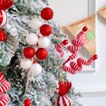 thumbnail image 2 of 1 ramo de bolas rojas y blancas con ramas de lana a rayas, adornos navideños, recortes para el hogar, regalos de Año Nuevo, decoración navideña, 2 of 5