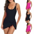 thumbnail image 2 of Jacenvly Women Tankini Set Two Piece New Style Sleeveless Swimsuit Solid Round Neck Surfing Swimwear Soft Women'S Multi-Color Printed Swimsuit Tight Fitting and Gathering Swimsuit Hot Pink, 2 of 8