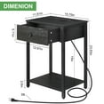 thumbnail image 5 of bedside table with charging station and USB interface  bedside table with drawers and storage shelves 2-tier end table for small spaces Suitable for bedrooms, living room, black, 5 of 6