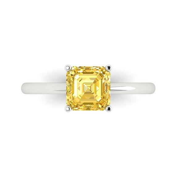 Solitaire Engagement Ring for Women - 1.5ct Natural Citrine in 14K White Gold Promise Ring