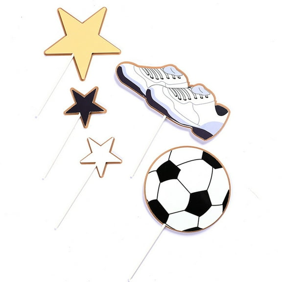 FESTFENDS 18Pcs Sports Cake Toppers Football Cupcake Decoration for Boys Party Favors Assorted Color Paper