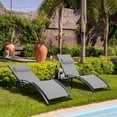 thumbnail image 3 of LAZY BUDDY Outdoor Chaise Lounge Chair Set, 2pcs Aluminum Reclining Chair with Side Table, Adjustable Lounge Chair for Patio Poolside Beach, 3 of 9