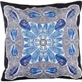 thumbnail image 4 of Benzara BM229367 Square Fabric Pillow with Floral Pattern, Blue & Grey, 4 of 5