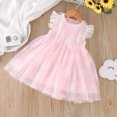 thumbnail image 2 of Sngxgn Girl's Summer Dresses Ruffle Sleeve Tiered Swing Midi Casual Sundress(Pink,90), 2 of 7