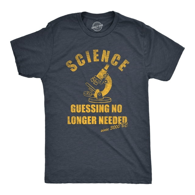 Mens Science Guessing No Longer Needed T Shirt Funny Scientific Method Joke Tee for Guys (Heather Navy - SCIENCE) - 3XL