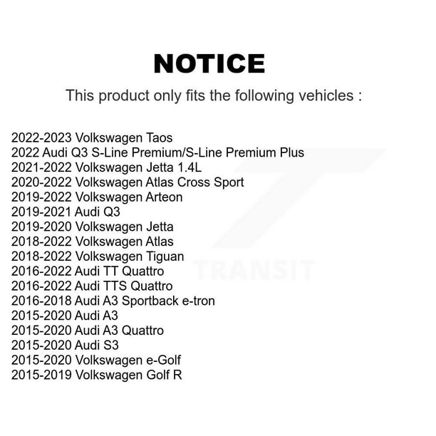 Rear Semi-Metallic Disc Brake Pads PPF-D1761 For Volkswagen Tiguan Atlas  Jetta Audi A3 Quattro Golf R e-Golf S3 Q3 Sportback e-tron TT Arteon TTS  Taos Cross Sport 