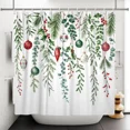 thumbnail image 3 of Tchckioa Christmas Green Leaves Shower Curtain,Waterproof Bath Curtain for Bathroom,Hooks Top,72x84 Inch, 3 of 6