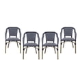 thumbnail image 2 of Baton Aluminum and Wicker Outdoor French Bistro Chairs, Set of 4, Black, White, and Wood Print, 2 of 7