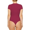 thumbnail image 2 of Noarlalf Shapewear Bodysuit Bodysuits for Women Tummy Control Sexy Crew Neck Short Sleeve Bodysuit Top Red S, 2 of 4