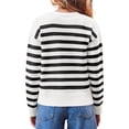 thumbnail image 5 of V Neck Button Down Long Sleeve Open Front Ribbed Knit Outerwear Womens Striped Cardigan Sweaters, 5 of 6