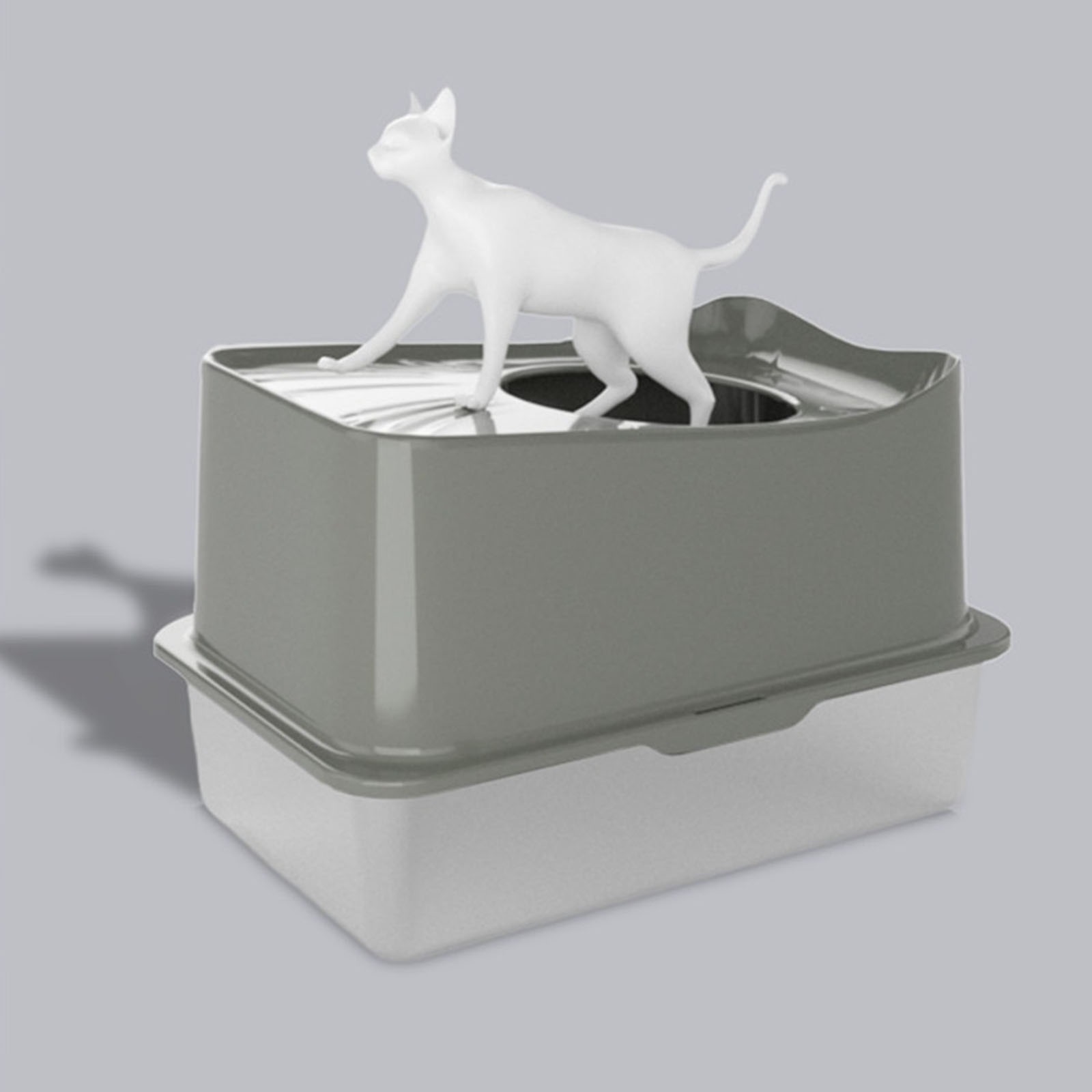 Stainless Steel Cat Litter Box Top Entry XL with Lid, Metal Litter Box with Scoop for Big Cats, Non-Sticky, Easy Clean