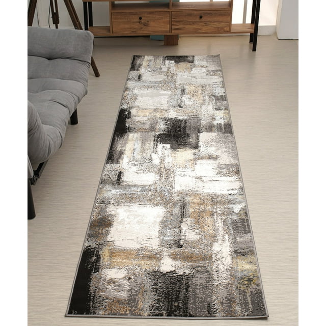 La Dole Rugs Cream Copper Gold Grey Metalic Rustic Abstract Patches Pattern Area Rug For Living Room Bedroom Dining Kitchen Tapis