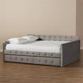 thumbnail image 2 of Bowery Hill Transitional Velvet Upholstered Full Size Daybed w/ Trundle in Gray, 2 of 11