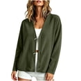 thumbnail image 4 of Qgtaibl Womens Button Down Blouse Corduroy V Neck Long Sleeve Shacket Jackets Fall Loose Fit Casual Cardigan Tops Army Green M, 4 of 5