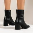 thumbnail image 5 of Tawop Boots for Women Ankle Chunky High Heel Side Zip Pointy Toe Winter Black Boots, 5 of 7