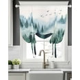 thumbnail image 5 of Spring Green Ombre Forest Tie Up Curtains for Window, Thermal Insulated Balloon Shade Adjustable Rod Pocket Curtains Valance Panels for Kitchen Bathroom Cafe 42 x 54 Abstract Art Mountain, 5 of 6