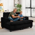 thumbnail image 5 of FFH Double Chaise Lounge Chair Indoor, Sleeper Sofa Corduroy Loveseat with Lumbar Pillows and Adjustable Backrests, Black, 5 of 16