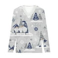 thumbnail image 4 of Fesfesfes Casual Women's V Neck Shirt Gradient Christmas Print Regular Shirt Women's Long Sleeve Tops On Sale, 4 of 5