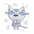 thumbnail image 3 of Fish Duvet Cover Set, Naughty Cat Fish in Striped T-shirt Anchor Pendant and Nautical Maritime Sign, Decorative 3 Piece Bedding Set with 2 Pillow Shams, Calking Size, Blue Grey, by Ambesonne, 3 of 3