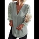 thumbnail image 2 of Blusas Casuales de Verano para Mujer, Blusas de Oficina de Larga, Blusas de con Cuello en V y Pompones Verde M, 2 of 7