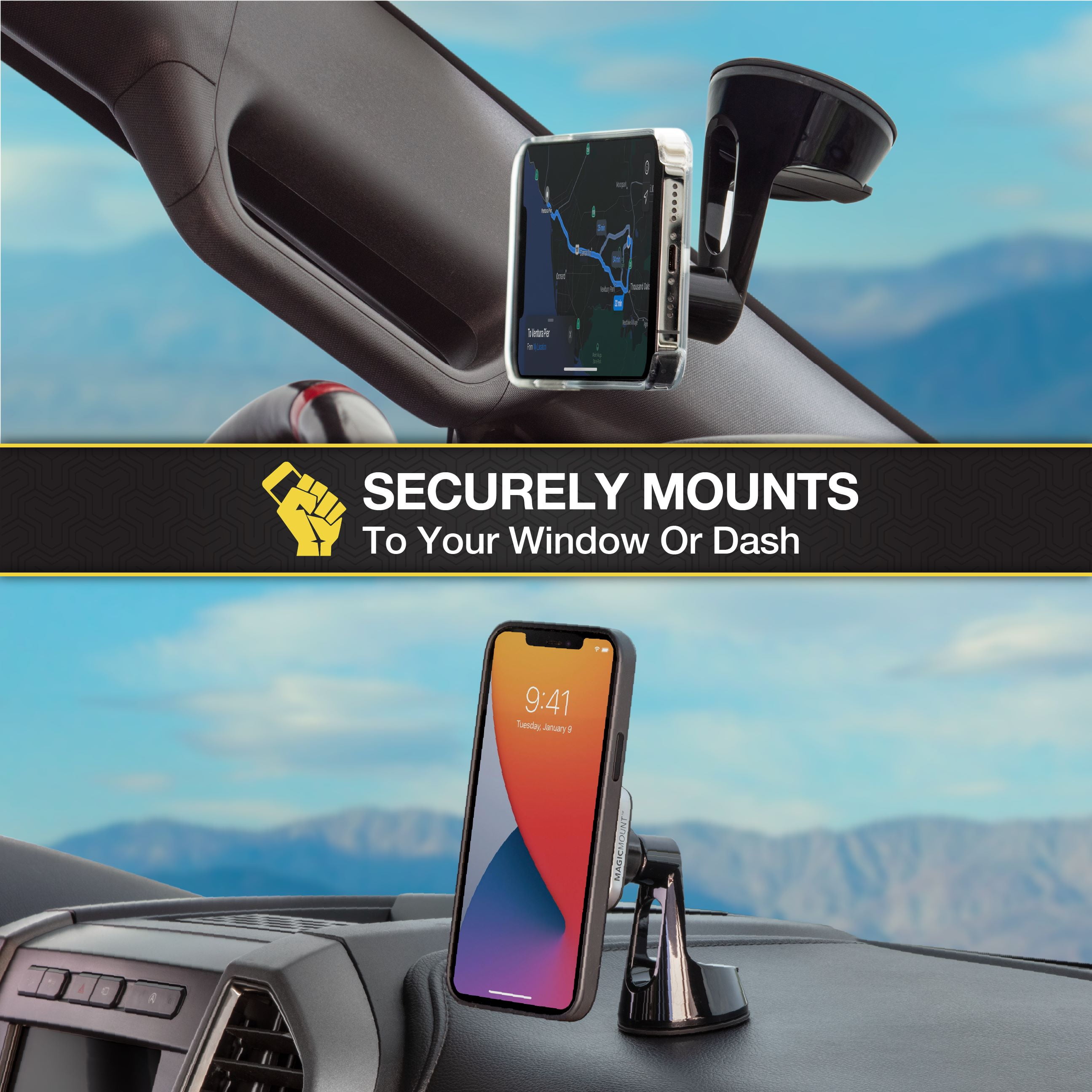 Scosche MP2WD-SP MagicMount Pro 2 Magnetic Suction Mount for Car/Home/Office - Black