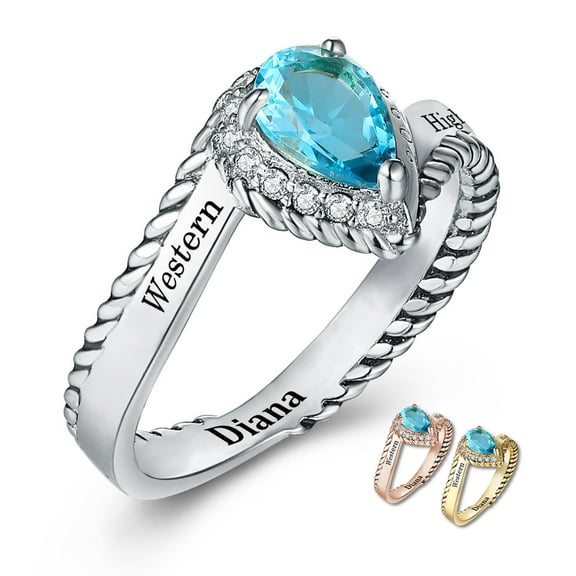 Mementos PJM Custom Women's Class Rings for High School or College-Sterling Silver 925/Rhodium