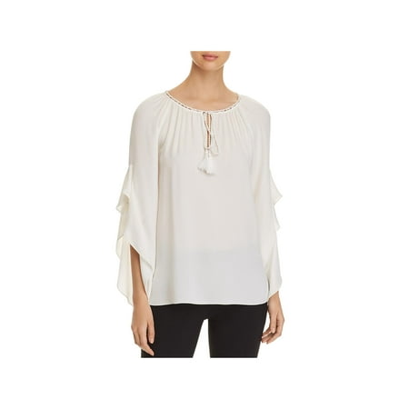 Ivory Silk Blouse - Kobi Halperin Womens Marvella Silk Tassel Blouse