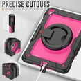 thumbnail image 5 of iPad 6th Generation Case with Built in Screen Protector, iPad 5th Gen Case, iPad Air 2 Case, Kids Shockproof Child Proof Cover with Rotating Stand Handle Grip for iPad 9.7" 2018/2017,Black + Rose, 5 of 6