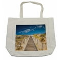 thumbnail image 1 of Beach Shopping Bag, Walkway into the Wild Idyllic Endless Sky Relaxing Resting Tranquil Quiet Seashore, Eco-Friendly Reusable Bag for Groceries Beach and More, 15.5" X 14.5", Cream, by Ambesonne, 1 of 2