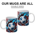 thumbnail image 3 of 3D Soccer Ball Hole In A Wall Coffee Mug | 3D Ceramic Mug | 11 Oz Tea Cup – Unique Gift For Men & Women | White, 3 of 7