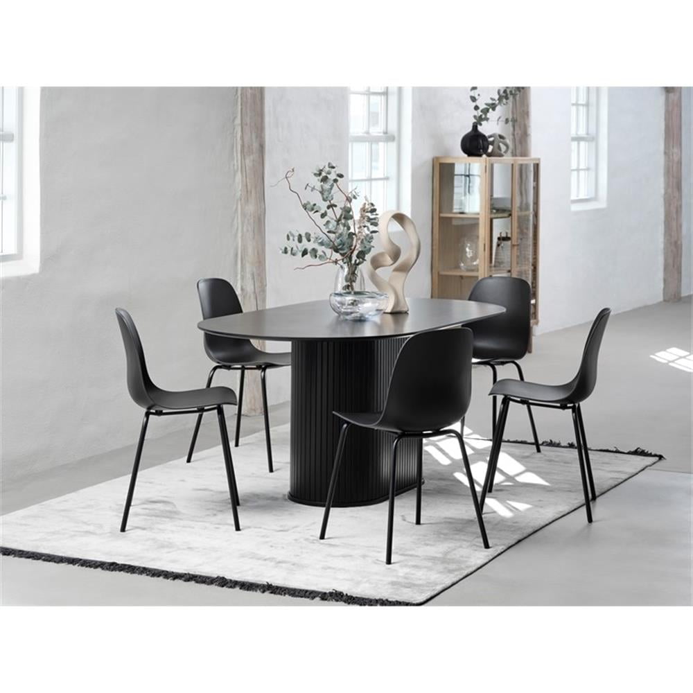 Unique Furniture Modern 71" Oval Dining Table in Black Oak