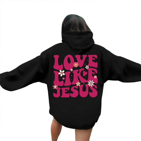 SNOWSONG Clearance! Hoodies for Women, Trendy Queen Hoodie Women's Fashionable Youth Campus Top Printed Floral Sweatshirt Hoodie, Oversized Hoodie, Women Clothing Black S