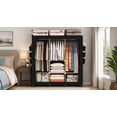 thumbnail image 3 of LISHBIE Portable Closet, Portable Wardrobe for Hanging Clothes, with 3 Hanging Rods, 6 Storage Shelves and 18 Side Pockets, Black Closet, Easy to Assemble, Sturdy and Stable, 3 of 10