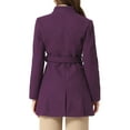 thumbnail image 3 of INSPIRE CHIC Women's Classic Stand Collar Long Sleeve Winter Belted Long Coat M Purple, 3 of 6