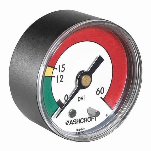 Ashcroft Pressure Gauge,0 to 60 psi,2In,1/8In NPT 20W1005PH01B 60 PSI