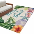 thumbnail image 2 of Area Rug 48×72in, Vintage Watercolor Tropical Plants Floor Carpet Living Room Rug, Marine Creature on Linen Non-Slip Welcome Mat Indoor Rugs for Bedroom Dining Room, 2 of 9