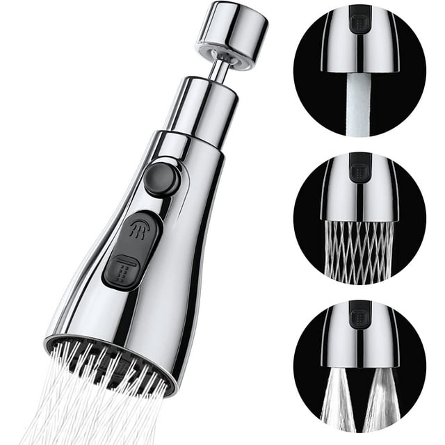 Grifo de cocina Brillar 360 grados con rociador 3 modos adaptador giratorio