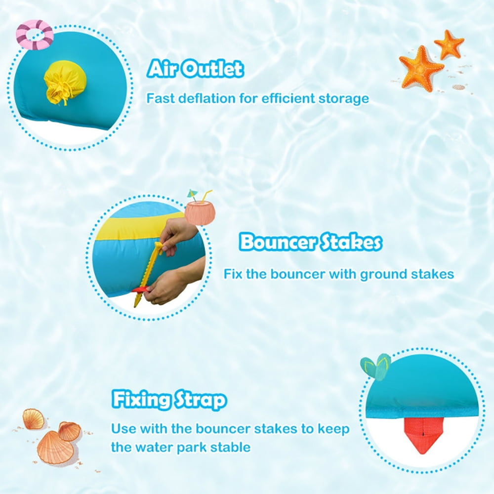Aimee Lii Double Side Inflatable Water Slide Park with Climbing Wall for Outdoor Without Blower, Bounce House Water Slide for Kids 5-10 Aimee Lii Double Side Inflatable Water Slide Park with Climbing Wall for Outdoor Without Blower, Bounce House Water Slide for Kids 5-10