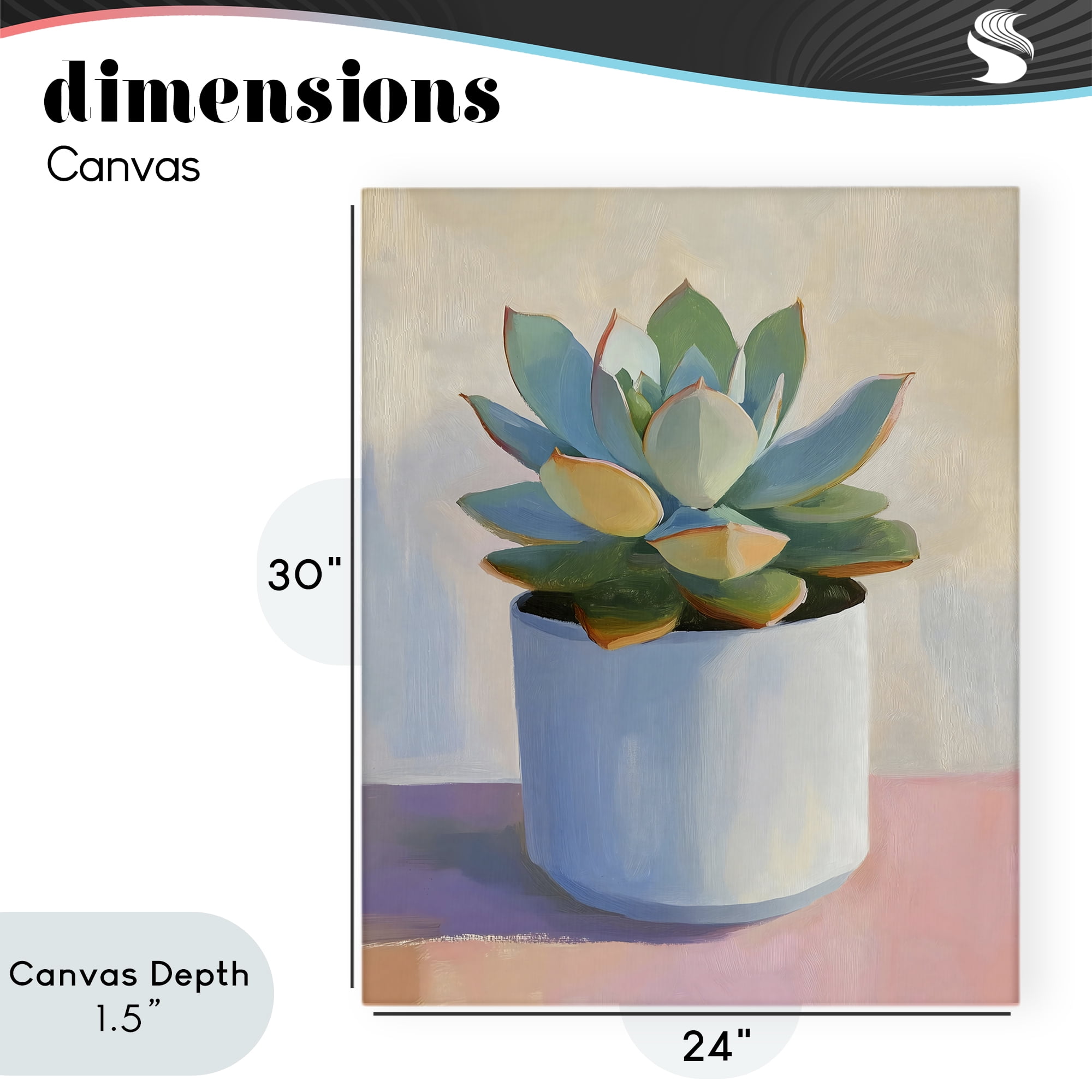 Stupell Industries Succulent Plant in White Pot Canvas Wall Art, design by The Prints Vibe