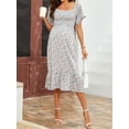 thumbnail image 2 of xiaxaixu Femme Enceinte Robe Florale à Col Carré Robe en Mousseline de Soie à Manches Courtes Robe Midi Été Robe de Maternité Décontractée, 2 of 8