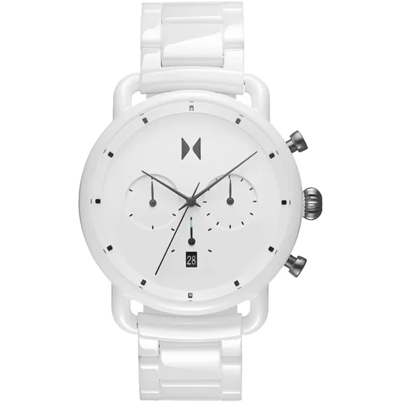 MVMT 28000234 Blacktop II White Chronograph Dial Ceramic Bracelet Mens Watch