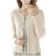 thumbnail image 2 of Suéter de cuello redondo para mujer, suéter de punto con botones, manga larga, color liso, con rayas, blusa para mujer, 2 of 3