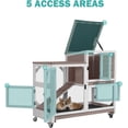 thumbnail image 6 of Aivituvin 2-Story Rabbit Hutch Bunny Cage Wooden Rabbit Cage Indoor/Outdoor with Chew-Proof Ramp, 2 Leak-Proof Pull-Out Trays, Lockable Wheels for Rabbits, Guinea Pigs, Small Animals Brown, 6 of 9