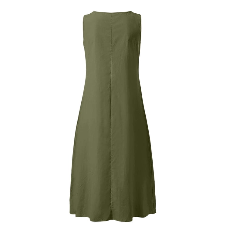 chinese dress ladies Knot Linen Dress Long Blue S / Blue