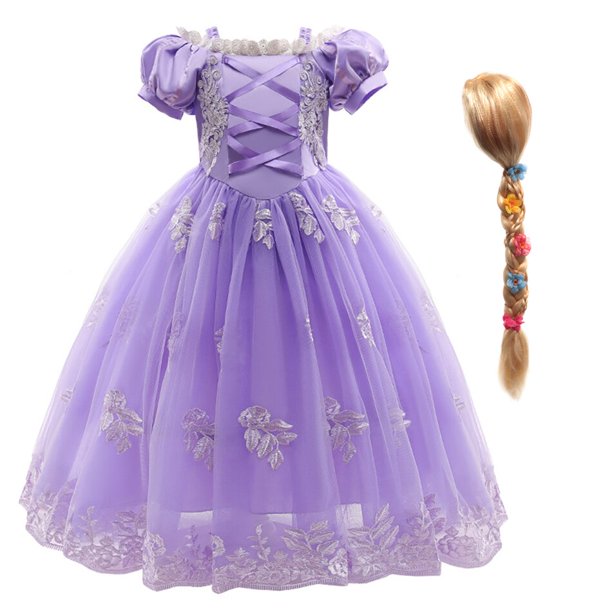 Disney disfraz de princesa Rapunzel para niños, traje enredado de encaje sin hombros, sofía, navidad y Halloween, JYF Fivean unisex