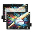 thumbnail image 2 of Ckdifva Colorful Baseball Bat Pencil Pouch 3 Ring Zipper Pencil Case Binder Pockets Clear Top Cosmetic Bag 2 Pack, 2 of 6