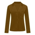 thumbnail image 4 of AXXD Basic Work Shirts for Women Summer 2024 Trendy Solid Golden Velvet Long Sleeved V-neck Shirt With Pockets And Button Up Top, 4 of 6