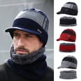 thumbnail image 2 of Tuque d'Hiver Chaude pour Homme en Tricot + Bavettes, Doublée en Molleton, avec Bord, 2 of 6