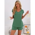 thumbnail image 2 of DARING DIVA 2 Pieces Lounge Knit Tee and Shorts Pajama Set S Green, 2 of 6
